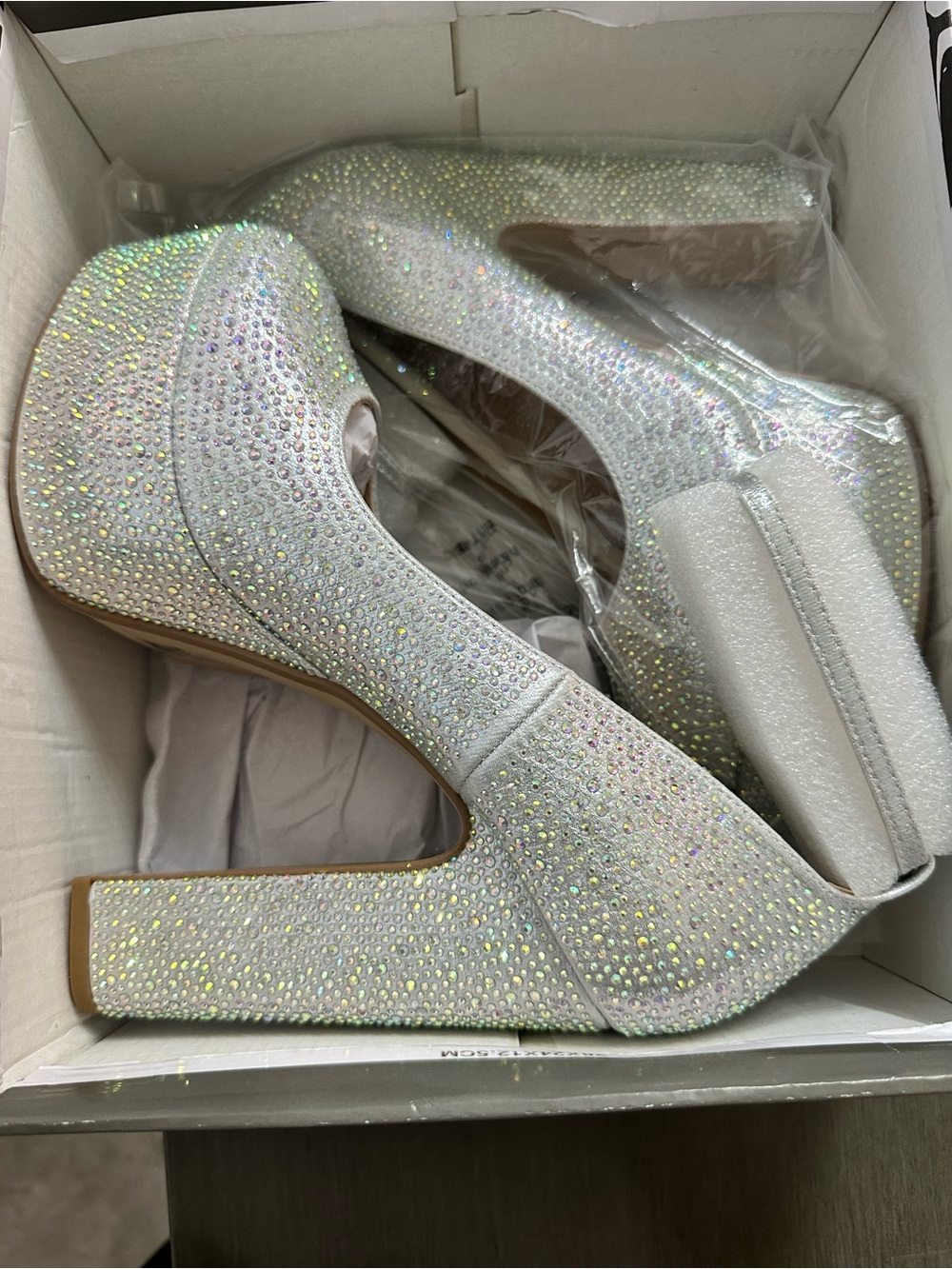Soda Silver Crystal Platform Mary Jane Heels - Picture 5 of 5